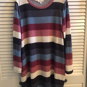 Sweet Lovely Knit Dress Pockets Long Sleeve Stripe XL Style SD 191099
